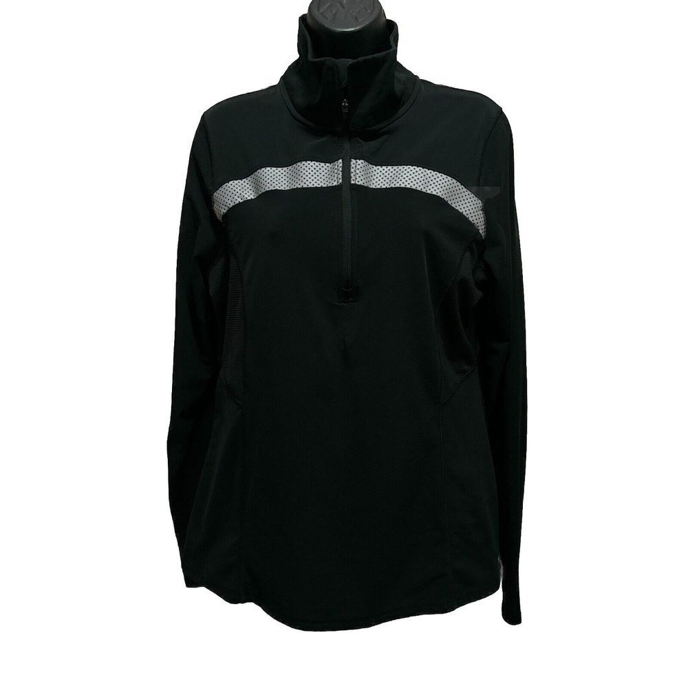 Champion Duo Dry Athletic Jacket Logo Pockets 1/4 Zip Size L Elastic Waist Black